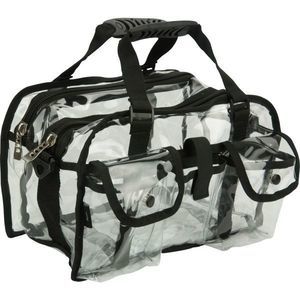 Clear Cosmetics Bag Double Storage Compartment 3 External Pockets and Shoulder S